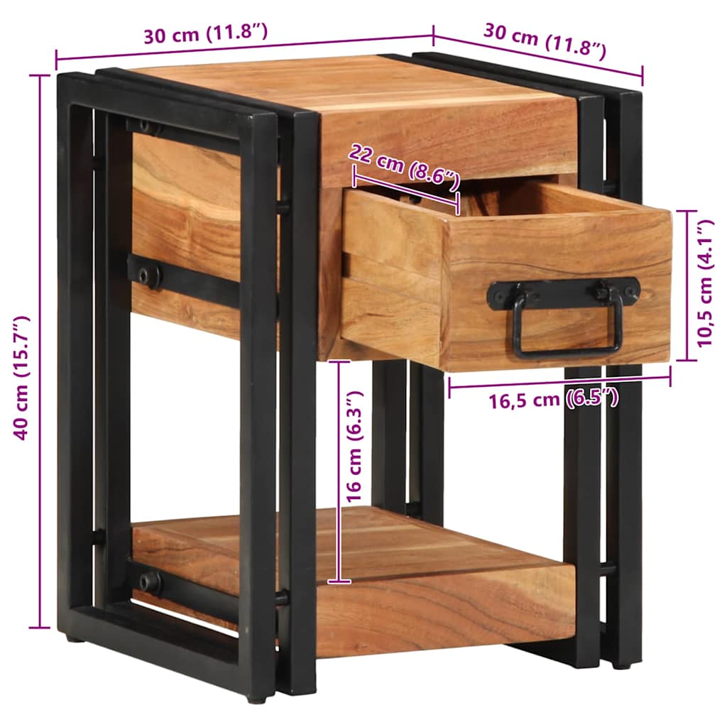Armario de Noche 2 pcs 30 x 30 x 40 cm Madera de Acacia Sólida