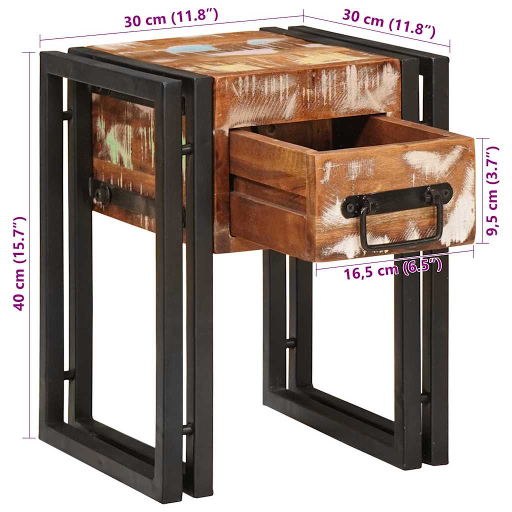 Mesa Auxiliar 30 x 30 x 40 cm Madera sólida recuperada