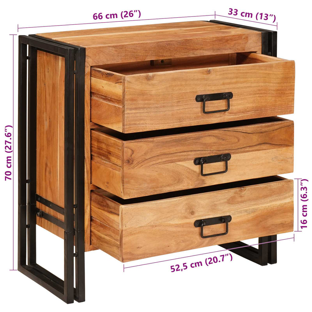 Aparador Marrón 66 x 33 x 70 cm Madera de Acacia Sólida