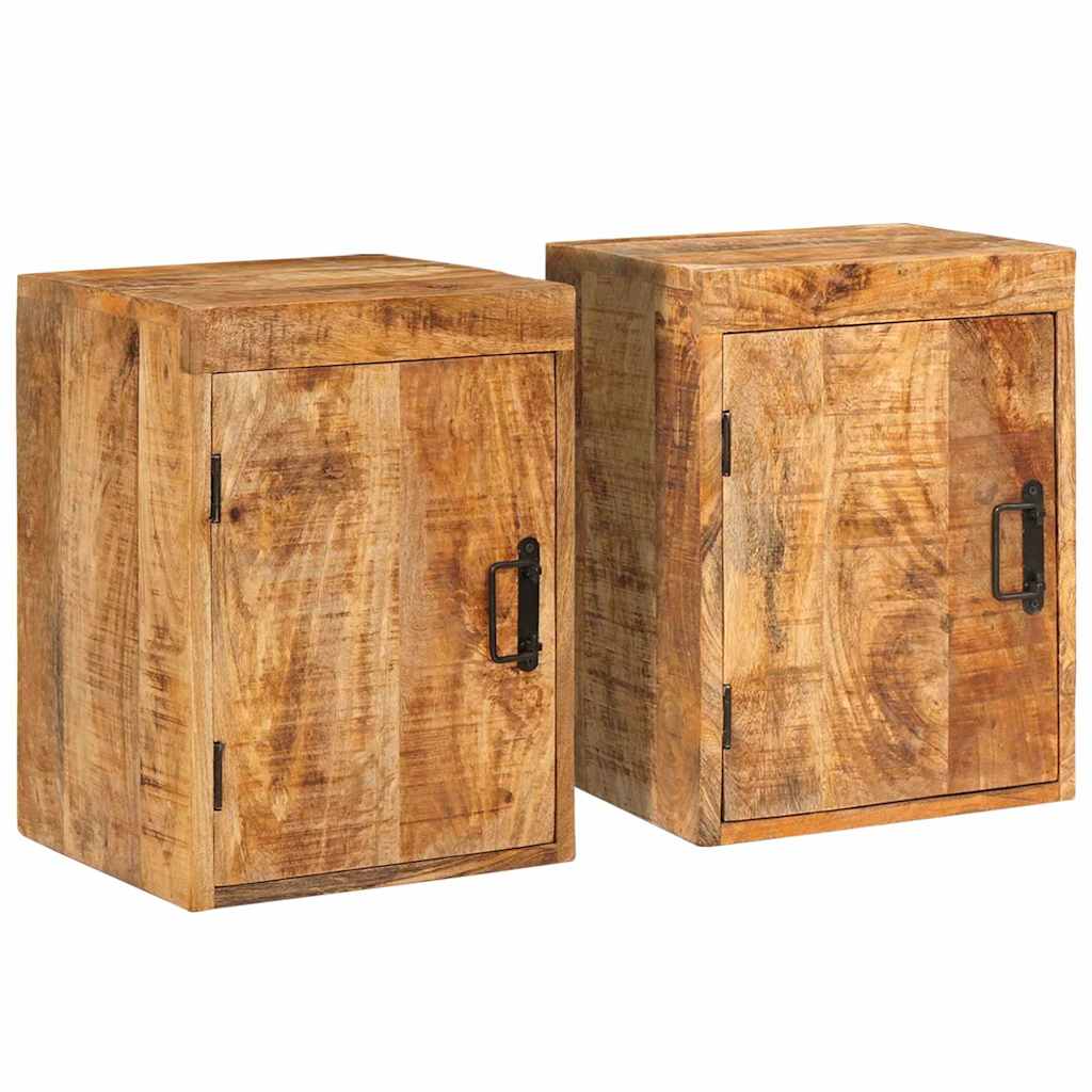 Mesita de Noche 2 pcs Marrón Madera de mango maciza