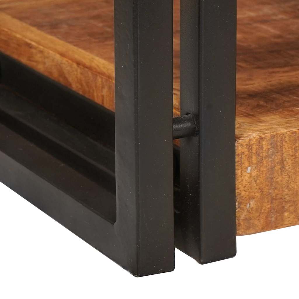 Mesita de Noche 2 pcs Marrón y Negro Madera de mango maciza