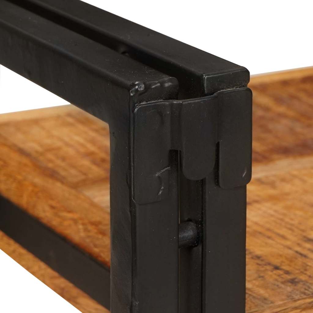 Mesita de Noche 2 pcs Marrón y Negro Madera de mango maciza
