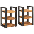 Mesita de Noche 2 pcs Marrón y Negro Madera de mango maciza