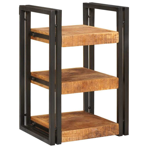2 pcs Nightstand Brown and Black Solid Mango Wood
