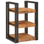 Mesita de Noche 2 pcs Marrón y Negro Madera de mango maciza