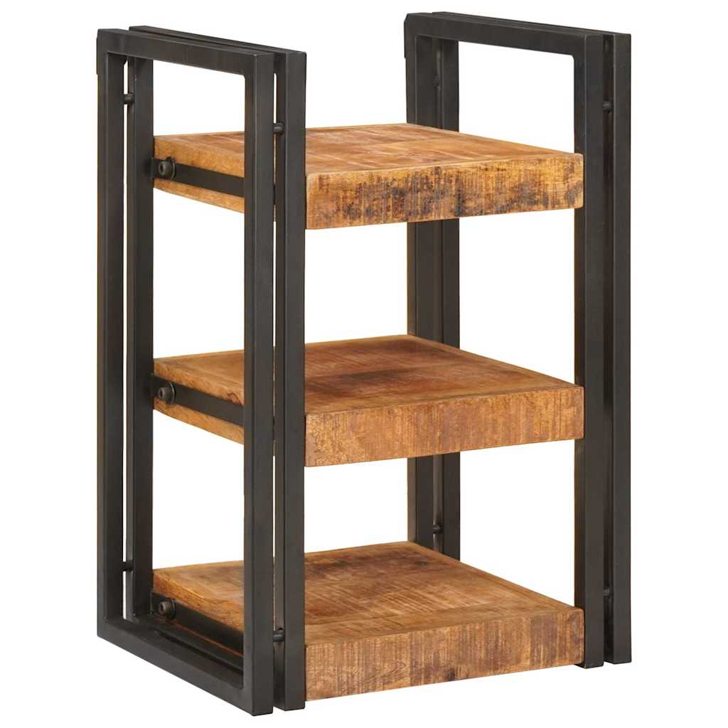 Mesita de Noche 2 pcs Marrón y Negro Madera de mango maciza