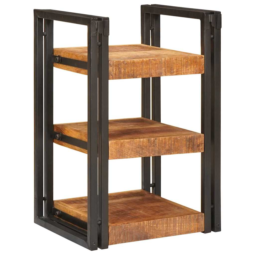 Mesita de Noche 2 pcs Marrón y Negro Madera de mango maciza