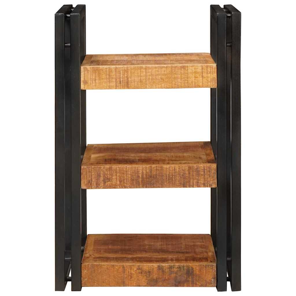 Mesita de Noche 2 pcs Marrón y Negro Madera de mango maciza