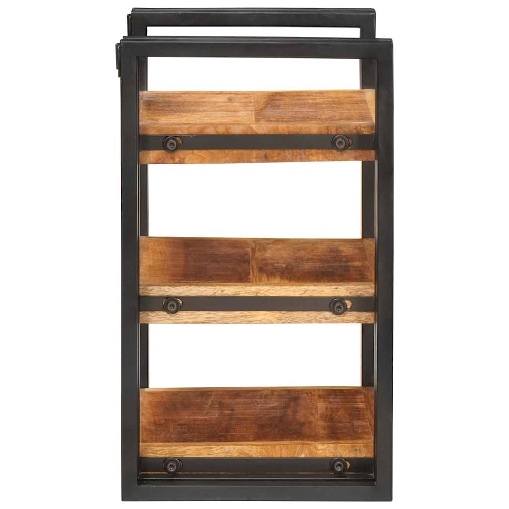 Mesita de Noche 2 pcs Marrón y Negro Madera de mango maciza