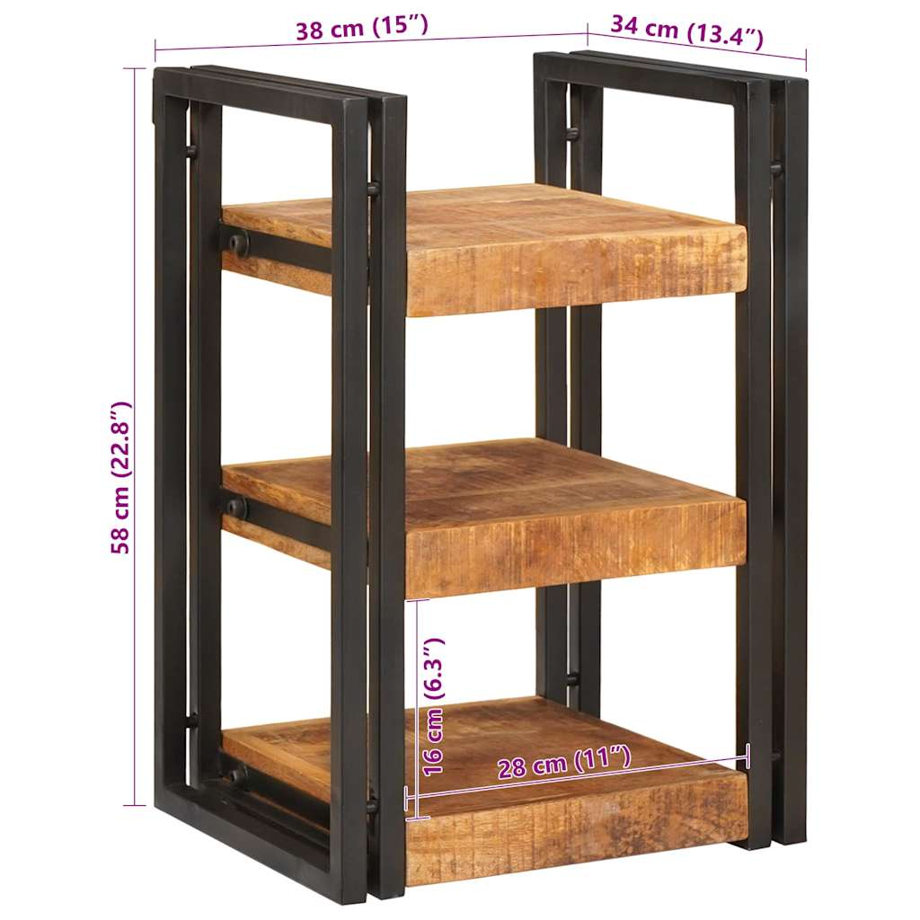 Mesita de Noche 2 pcs Marrón y Negro Madera de mango maciza