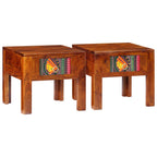 Mesita de noche 2 uds 35x35x45 cm madera maciza de acacia