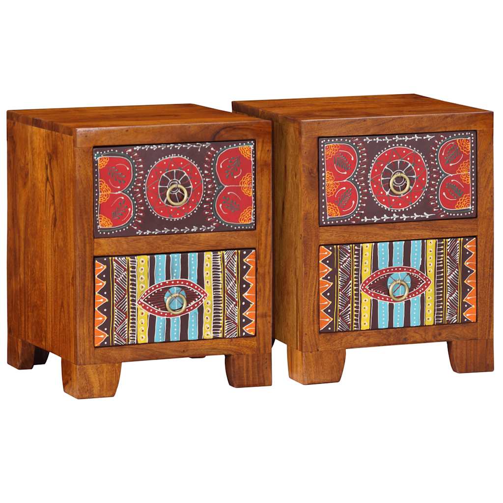 Mesita de noche 2 uds 35x35x45 cm madera maciza de acacia