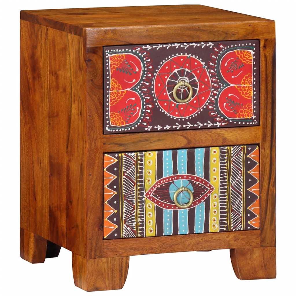 Mesita de noche 2 uds 35x35x45 cm madera maciza de acacia