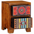 Mesita de noche 2 uds 35x35x45 cm madera maciza de acacia