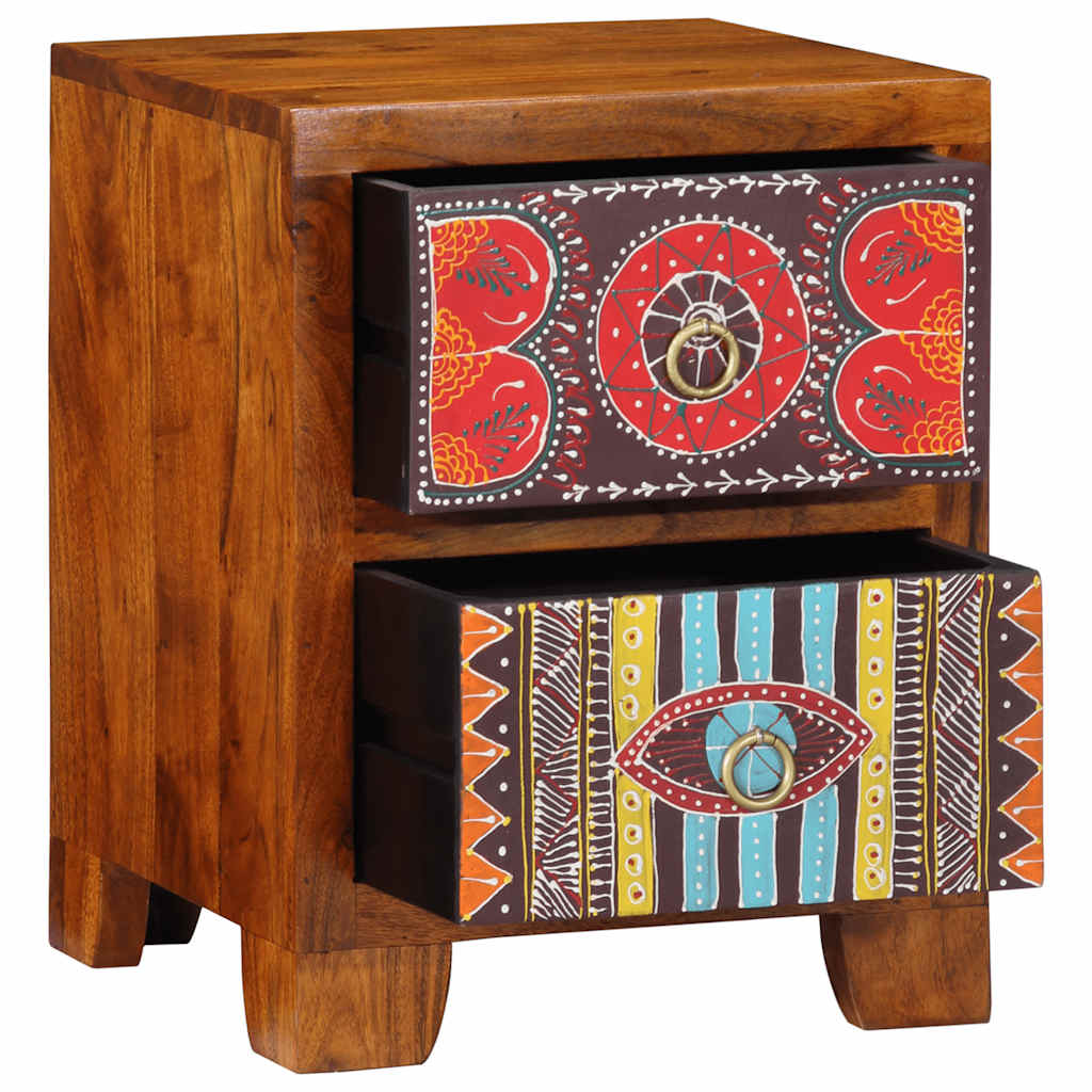 Mesita de noche 2 uds 35x35x45 cm madera maciza de acacia