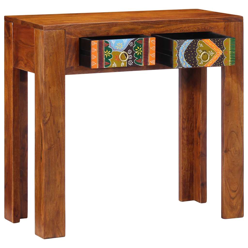 Mesa consola madera maciza de acacia 80x35x75 cm