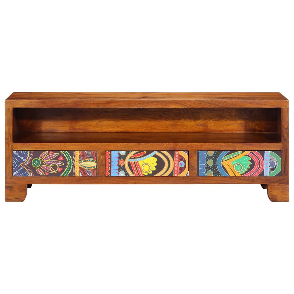 Mueble de TV Multicolor 110x30x40 cm Madera Maciza Acacia