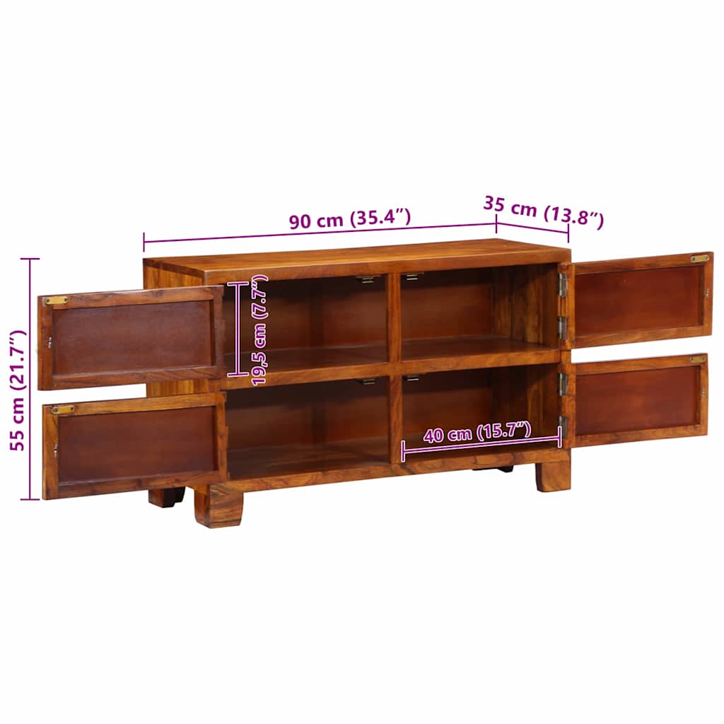 Armario Zapatero Marrón 90 x 35 x 55 cm Madera de Acacia Sólida