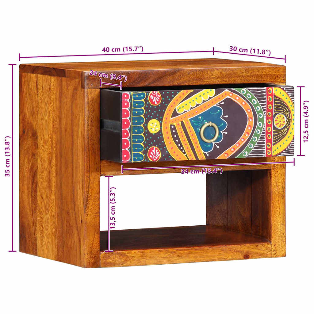 Armario de Noche Marrón 40 x 35 x 35 cm Madera de Acacia Sólida