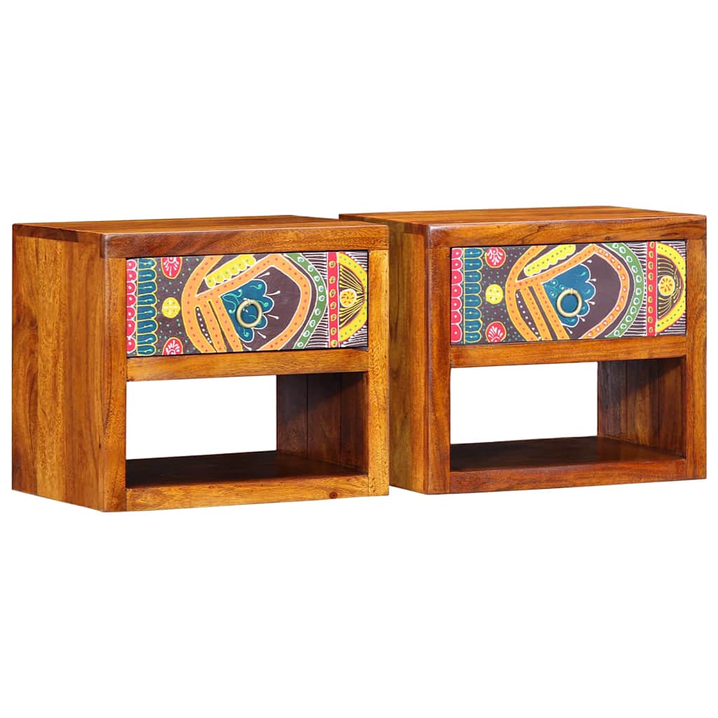 Armario de Noche con cajón 2 pcs Madera vieja 35 x 35 x 20 cm
