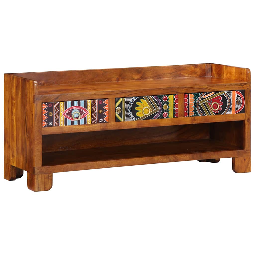 Banco para zapatos con cajón Marrón miel 100 x 35 x 45 cm