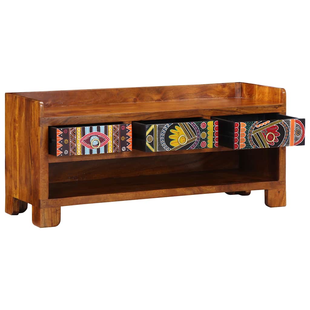 Banco para zapatos con cajón Marrón miel 100 x 35 x 45 cm