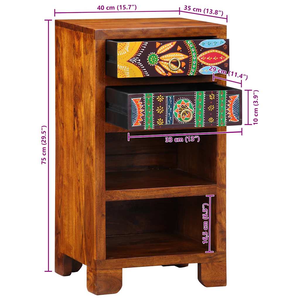 Mesa de Fin Floral con cajón Marrón 40 x 35 x 75 cm