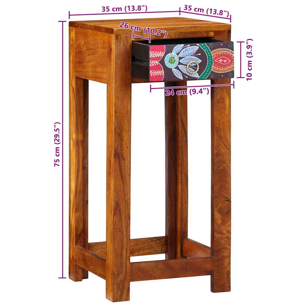 Mesa de Fin Floral con cajón Marrón 35 x 35 x 75 cm