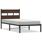 Estructura cama con cabecero sin colchón marrón roble 100x190cm