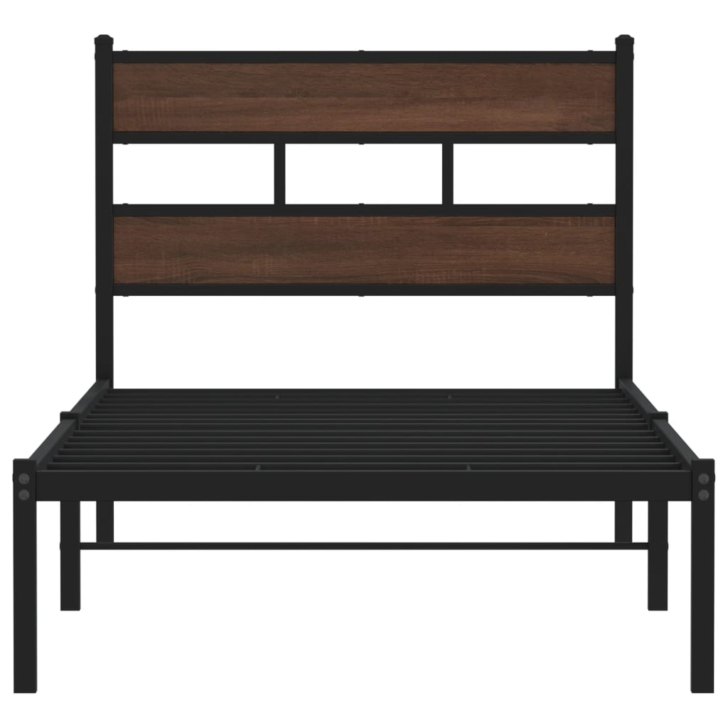 Estructura cama con cabecero sin colchón marrón roble 100x190cm