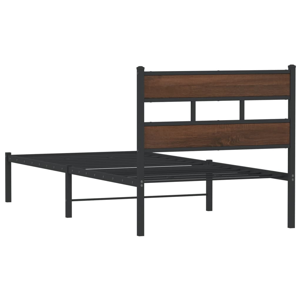 Estructura cama con cabecero sin colchón marrón roble 100x190cm
