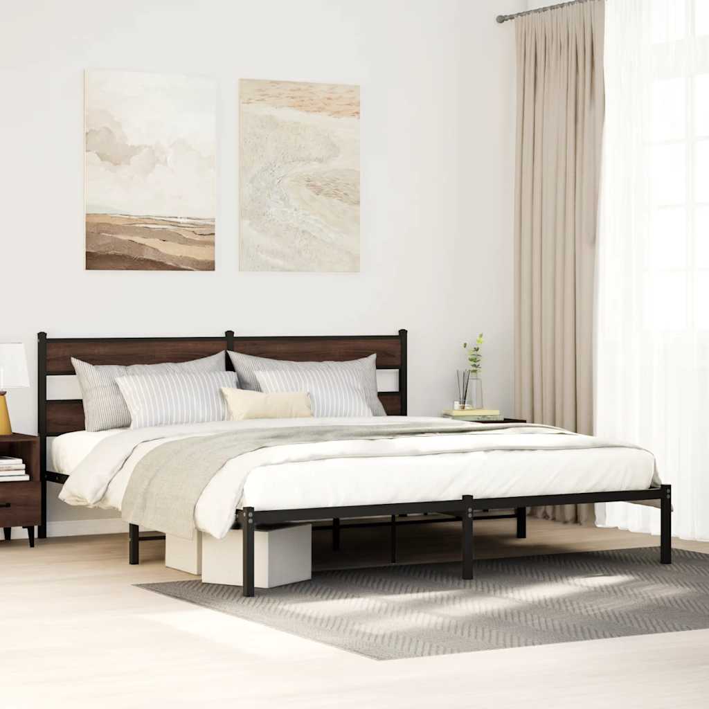 Estructura cama con cabecero sin colchón marrón roble 100x190cm