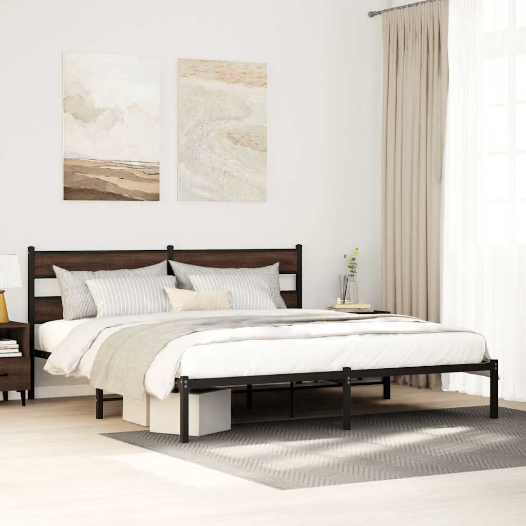 Estructura cama con cabecero sin colchón marrón roble 100x190cm