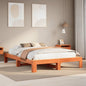 Cama sin colchón con cabecero madera de pino blanco 200x200 cm