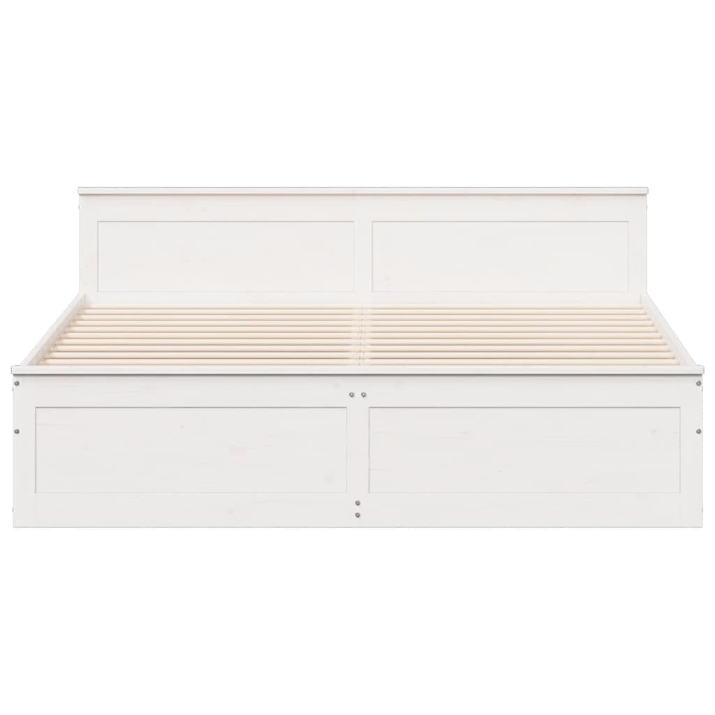 Cama sin colchón con cabecero madera de pino blanco 200x200 cm
