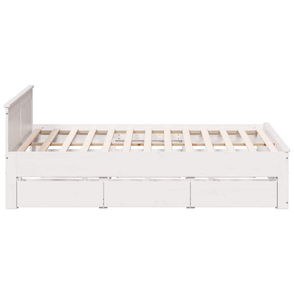Cama sin colchón con cabecero madera de pino blanco 200x200 cm