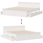 Cama sin colchón con cabecero madera de pino blanco 200x200 cm