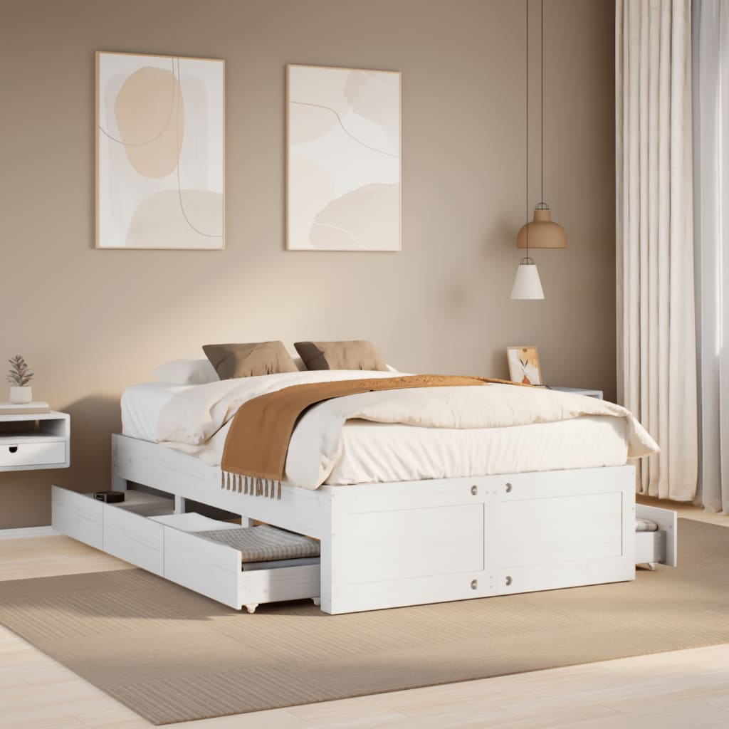 Cama sin colchón blanca 180x200 cm madera de ingeniería
