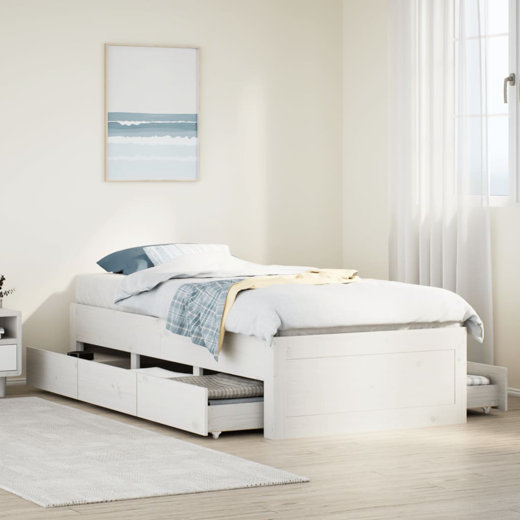 Cama sin colchón blanca 180x200 cm madera de ingeniería