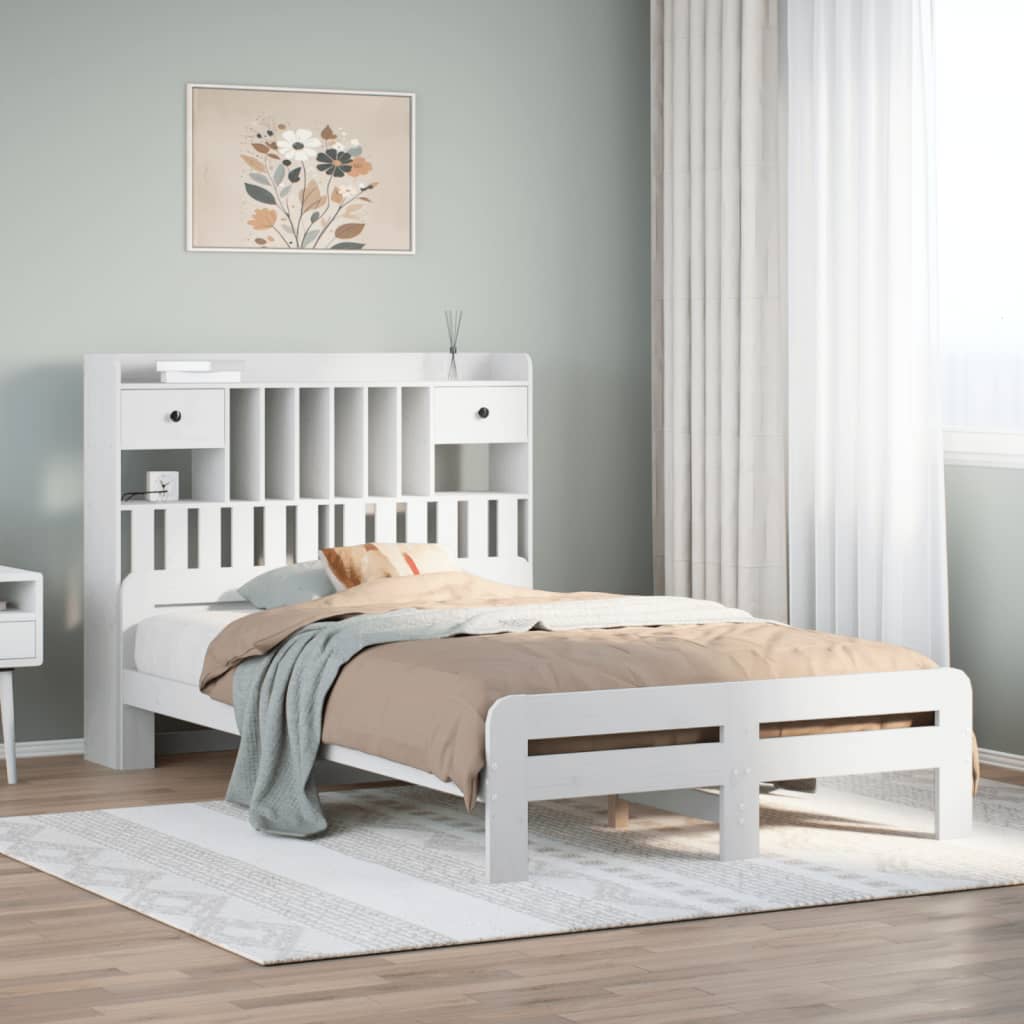 Cama con estantería sin colchón madera maciza 100x200 cm