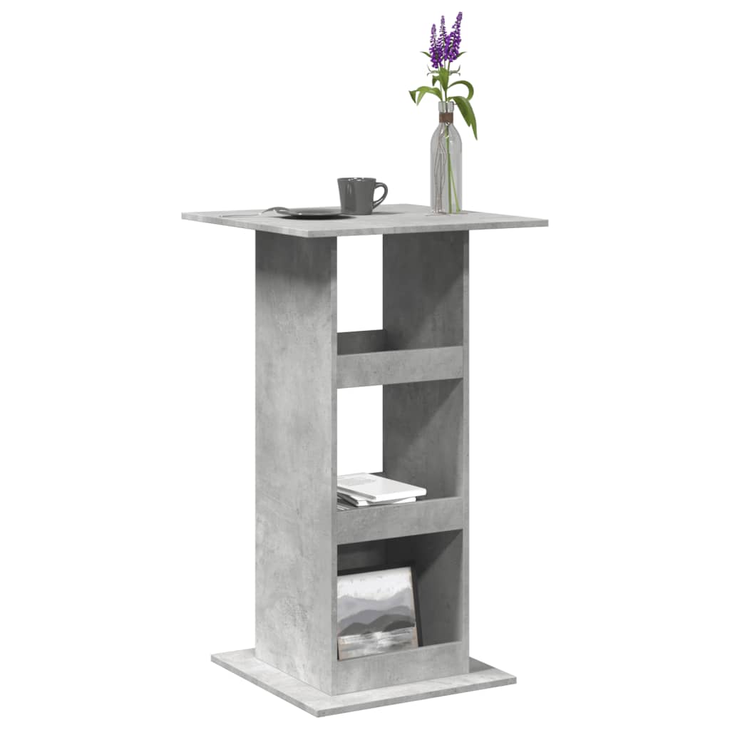 Mesa alta bar con almacenaje madera envejecida 60x60x102 cm