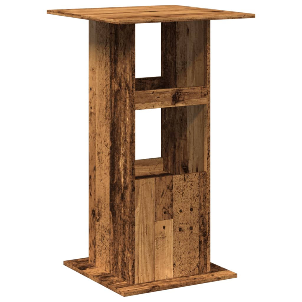 Mesa alta bar con almacenaje madera envejecida 60x60x102 cm