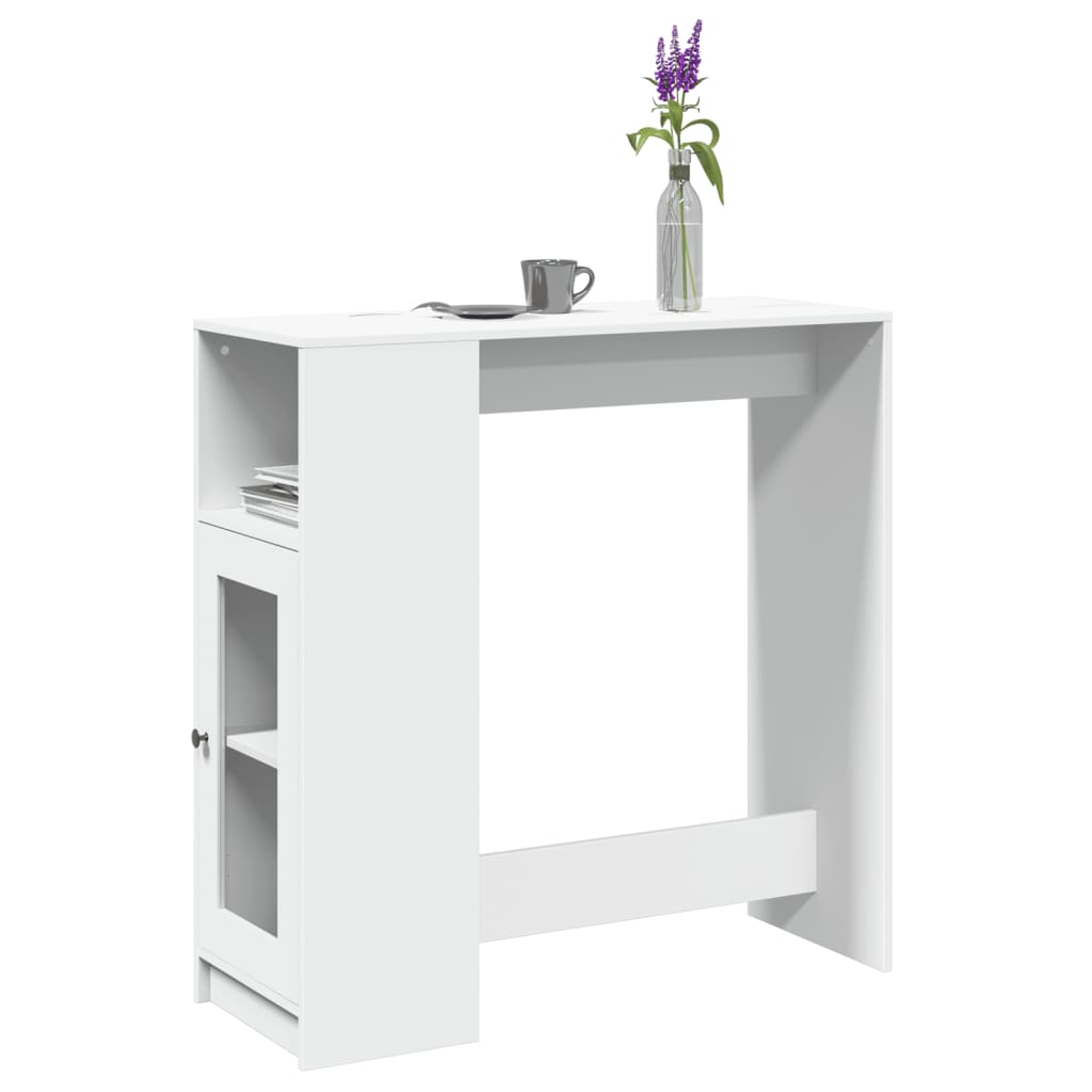 Mesa alta bar con almacenaje madera envejecida 60x60x102 cm
