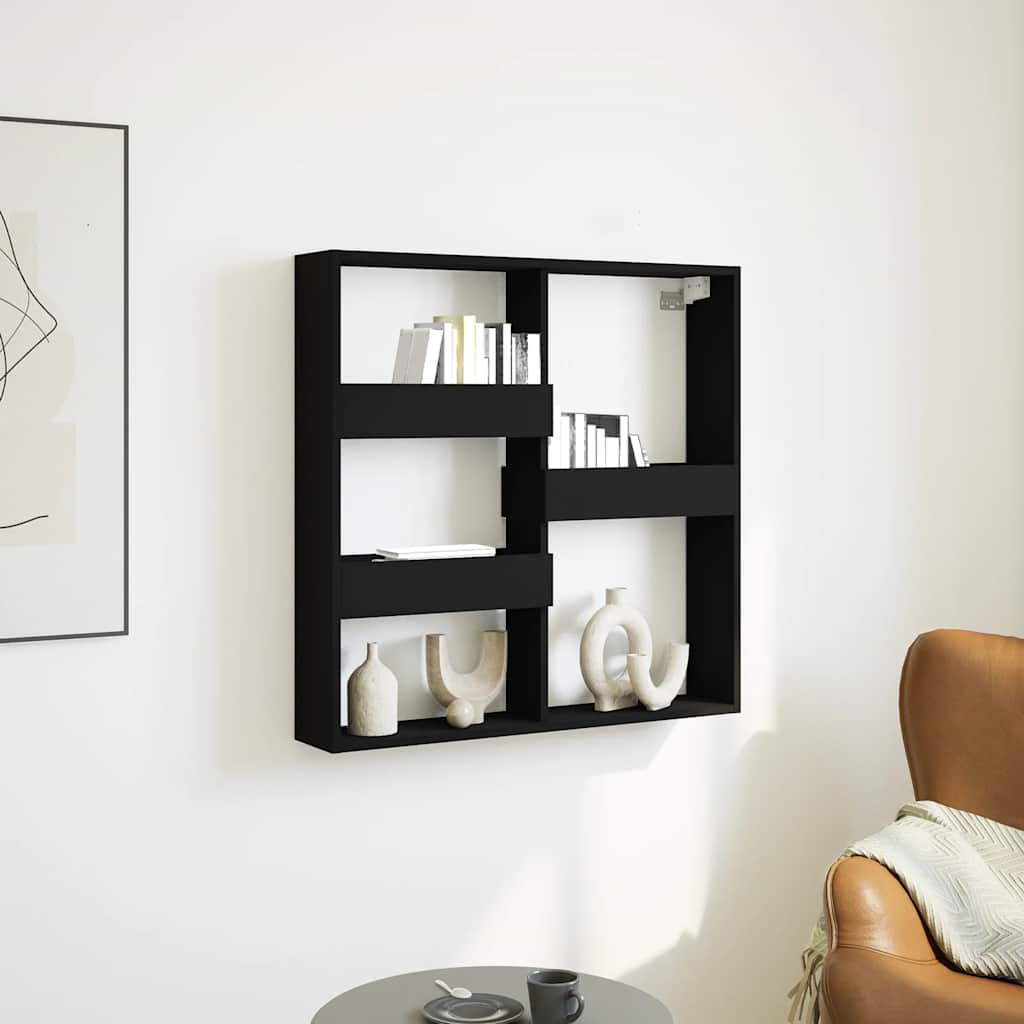 Armario de pared madera de ingeniería negro 70x16,5x30 cm