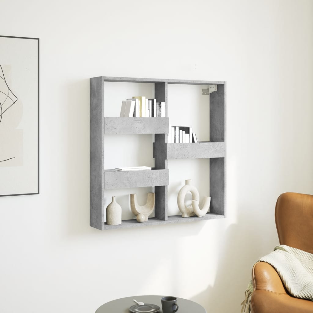 Armario de pared madera ingeniería gris hormigón 80x15x80 cm
