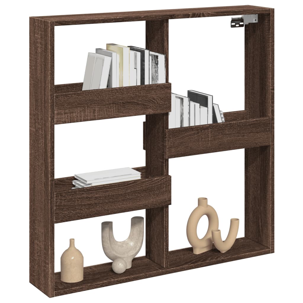 Armario de pared madera de ingeniería marrón roble 80x15x80 cm