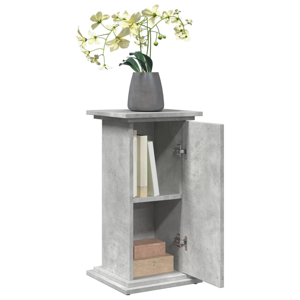 Pedestal expositor con almacenaje gris hormigón 31x30x60 cm