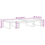 Soporte de pantalla ajustable madera gris hormigón 60x24x10,5cm