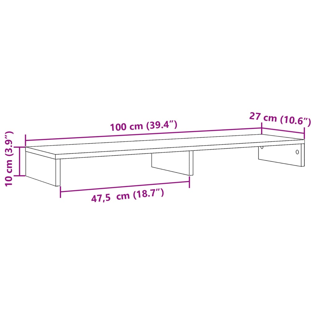 Soporte de pantalla madera ingeniería artisian 100x27x10 cm