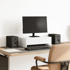 Soporte de monitor cajones madera gris hormigón 100x27x15 cm